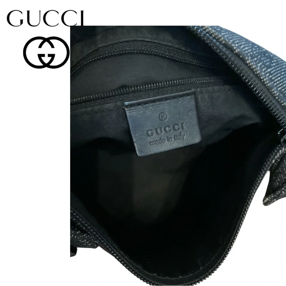 GUCCI Denim Monogram GG Signature Shoulder Bag w Gucci Dustbag - Picture 12 of 17